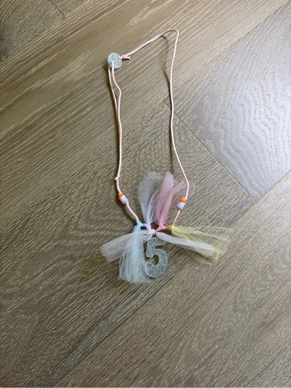 Birthday Pink Kids Necklace with Glitter '5' Charm